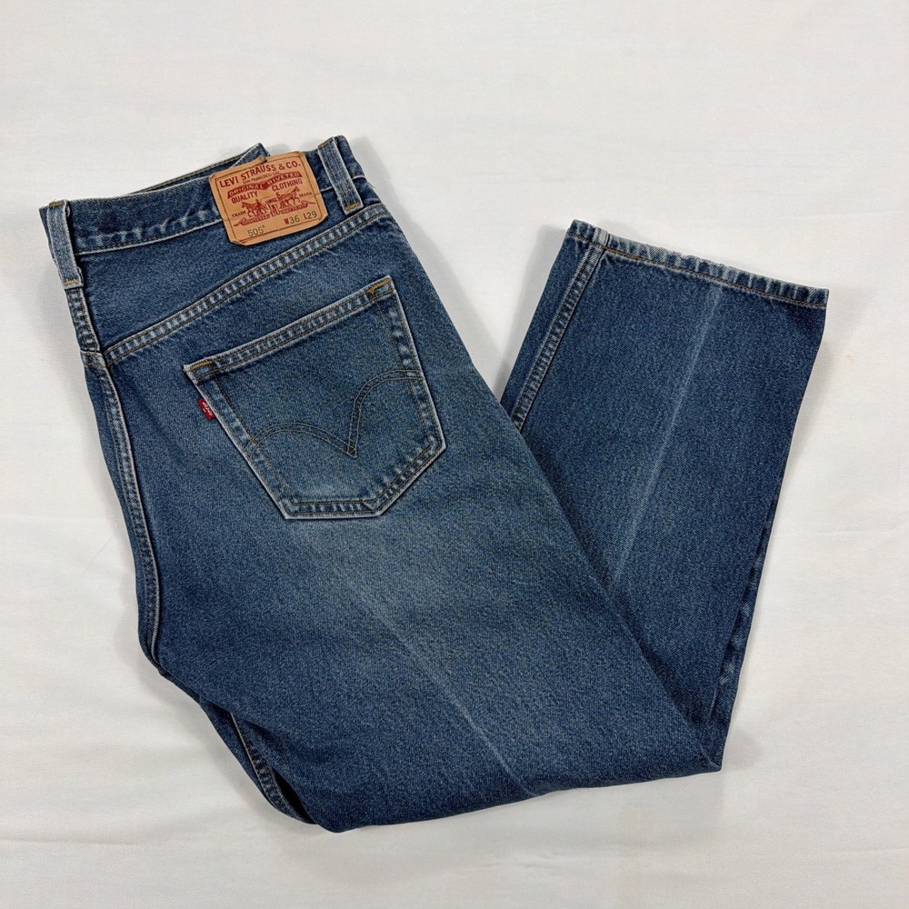 Levi's 505 Regular Fit Straight Leg Jeans 100% Cotton 36x29 Medium Wash Blue